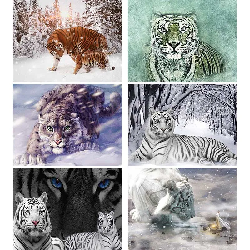 

Full Drill DIY Diamond Embroidery Tiger Animal Cross Stitch 5D Diamond Painting Snowfield Gift Handmade Home Decor Picture P2