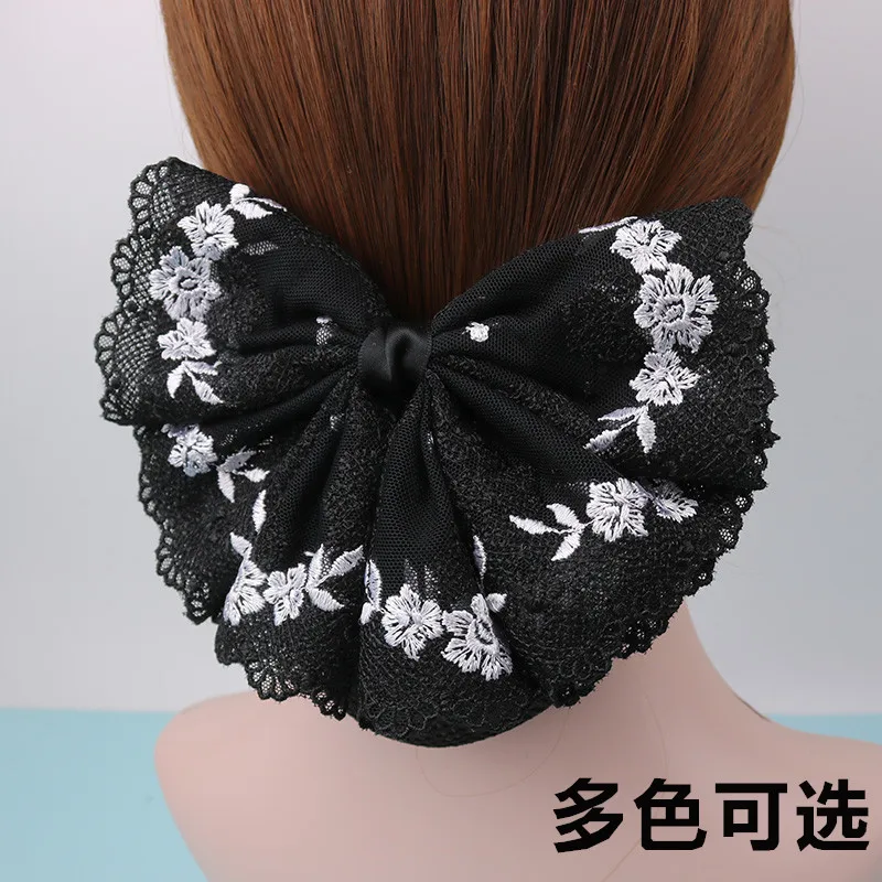 

Bow Hair Accessories Barrettes Nurses Professional Floral Headdress Work String Bag Fine Hair Net Up-do Headdress South Korea