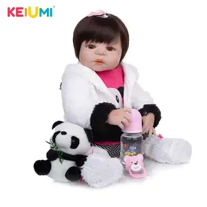 Кукла реборн KEIUMI, 23 дюйма, полностью силиконовая, Реалистичная, модная Кукла-младенец, кукла-косплей, панда, детский подарок на Рождество