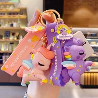 cartoon fairytale rainbow horse keychain for women cute unicorn car key chain resin charm kids bag pendant keyring holder gifts