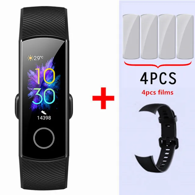 black add black Умный Браслет huawei Honor Band 5, Оксиметр крови, кислород, волшебный цвет, сенсорный экран, для плавания, для обнаружения сердечного ритма, сна, сна - Цвет: black add black