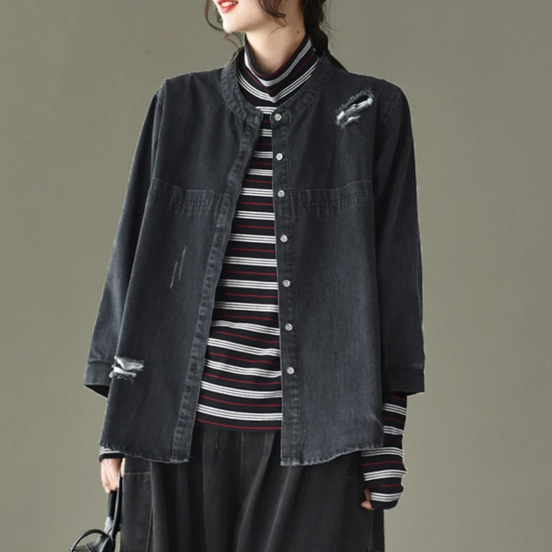 Куртка Max LuLu женская джинсовая в стиле панк модная Дизайнерская верхняя одежда из