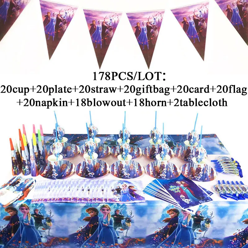 Эльза Анна Замороженные 2 принцесса день рождения поставки пластины чашки