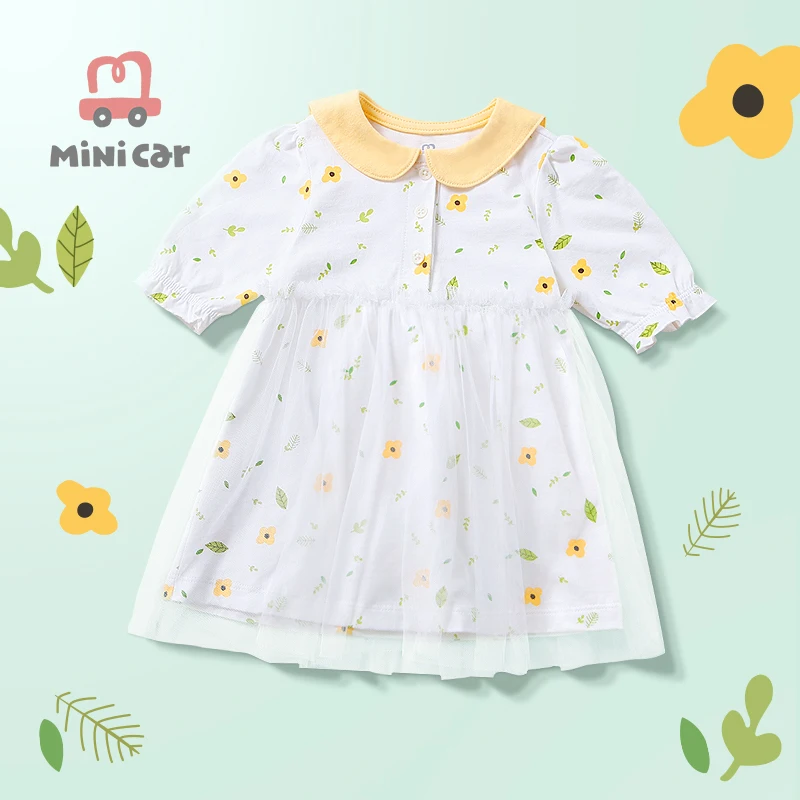 Детское платье Новинка лета 2021 Модное детское для девочек из 100% хлопка газовая