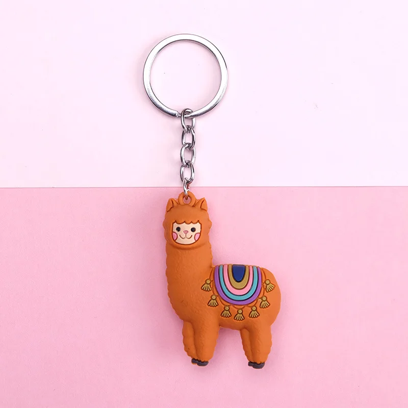

2019 Hot Cartoon Alpaca Key chain Male And Female zodiac Alpaca Keychains imitation Animal Jewelry Birthday Gift Key Ring