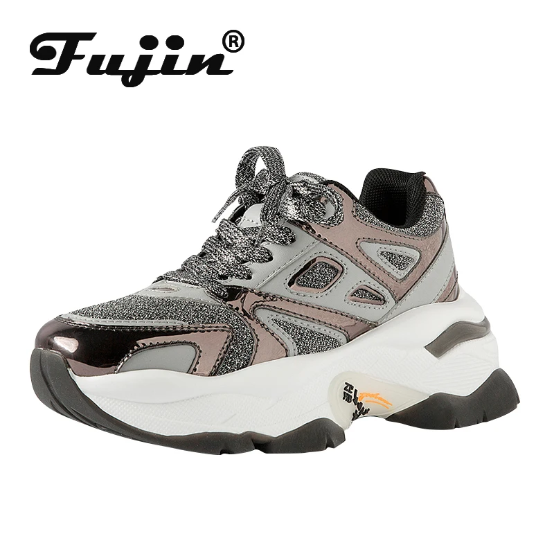 Fujin/обувь на плоской платформе Женская повседневная обувь Кроссовки из