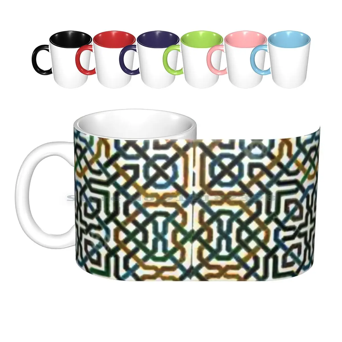 

Керамическая плитка Alhambra, кофейные чашки, кружка для молока и чая, плитка, мозаика из Испании, Алхамбра, абстрактный узор, гранат, Арабская ге...