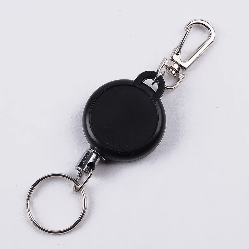 

Stainless Black Retractable Key Chain Recoil Keyring Heavy Duty Steel Wire Belt rope office lanyard clip