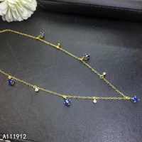 kjjeaxcmy fine jewelry natural sapphire 925 sterling silver women gemstone pendant necklace chain support test beautiful