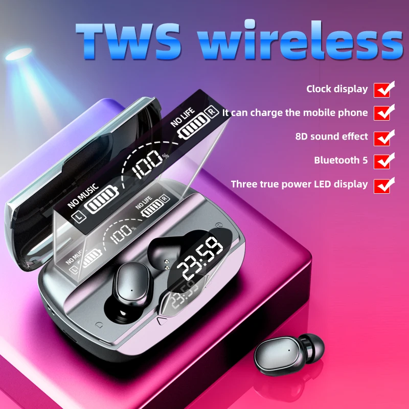 

G6 TWS Wireless Headphones Bluetooth Earbuds with Sports Waterproof Headset Charging Case For Huawei Xionmi All Smart Phones