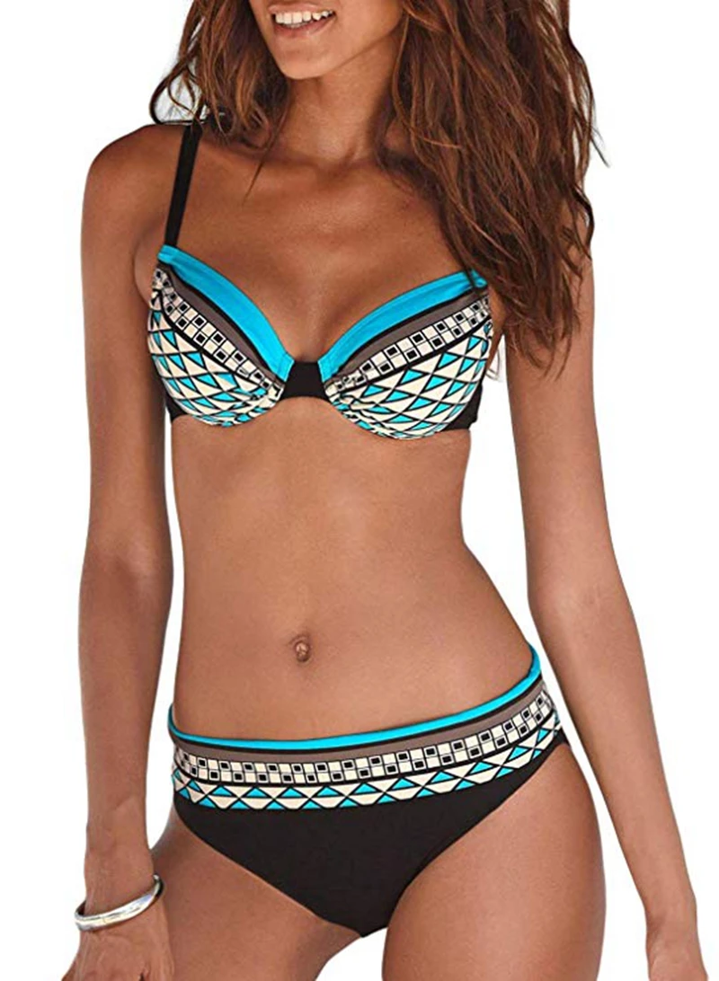 Женский сексуальный купальный костюм из двух предметов женское бикини пуш-ап для