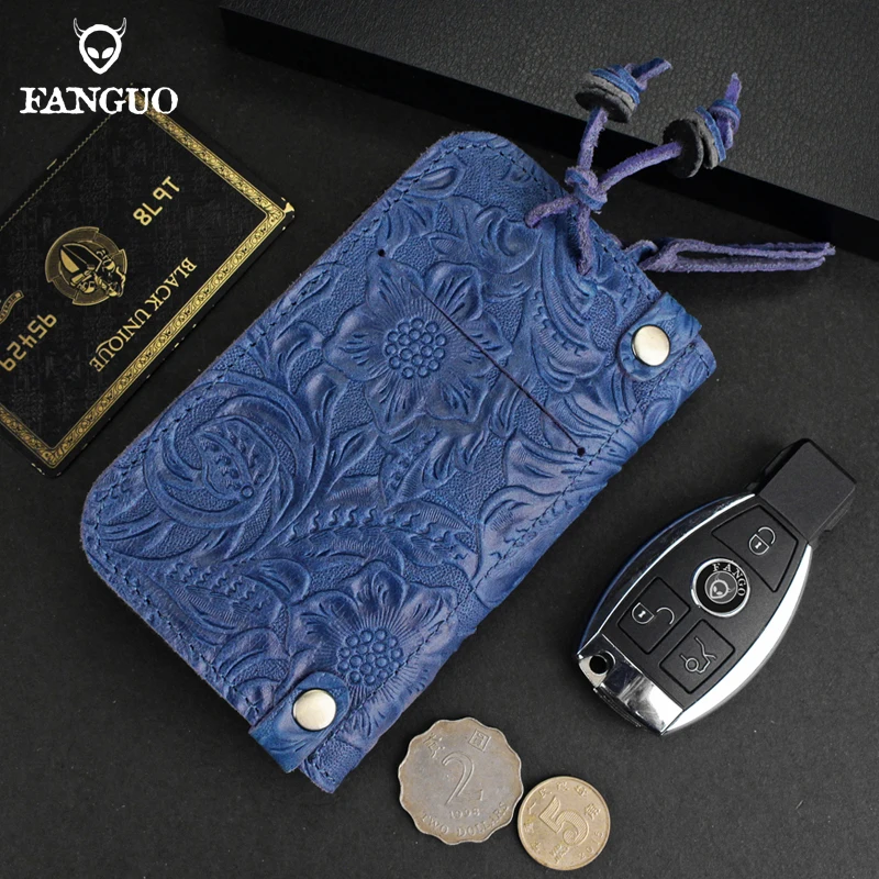

Unique Design Men's Key Wallet Genuine Leather Housekeeper Keys Holder Card Slot Coin Purse Key Chain Organizer Money Zipper Bag
