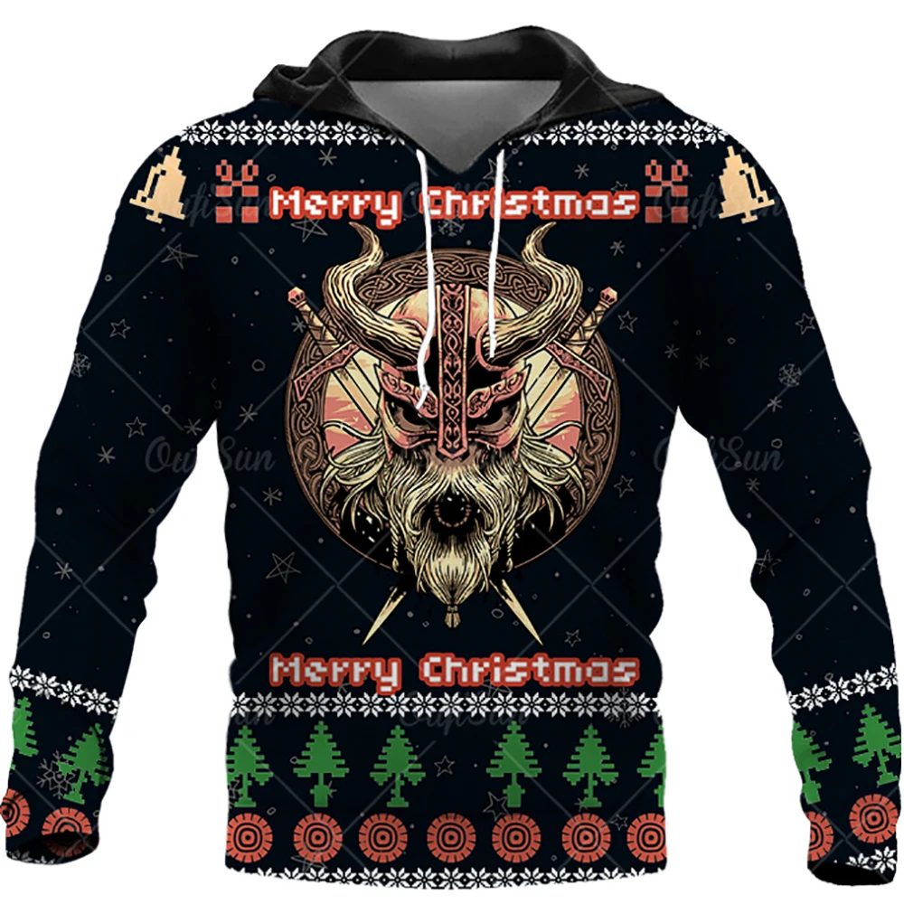 

Graffiti Print Loose Sweatshirt Christmas Element Men's Hoodie Hooded Coat Autumn Clothes Male Female Pullover Jacket 4XL