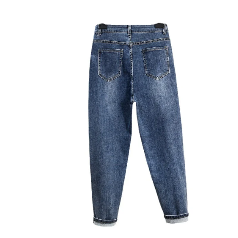 

2021 Boyfriend Ripped Jeans Women Trousers Loose Stretch High Waist Jeans Female Streetwear Plus Size Mom Harem Denim Pants 5XL