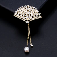 tassels funs brooch pins vintage pearl jewlery for women suit shirts elegant zirconia crystal brooch gifts cloth accessories