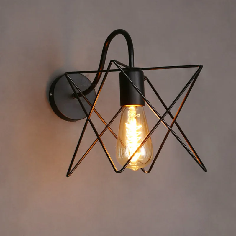

American Simple Wall Lamp Creative Shade Metal Mini Cage Wall Sconce Fixture Nordic Restaurant Cafe Aisle Lights