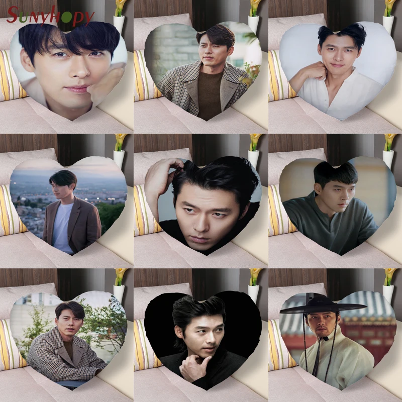 

Hyun Bin Custom Heart Shape Decorative Cushion Cover Home Decor Zippered Satin Fabric Pillowcase-0903WJY