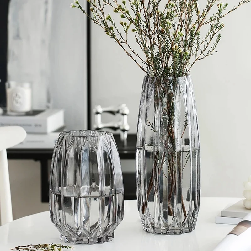 Скандинавская стеклянная утолщенная ваза Прозрачная Черная вазы для цветов в