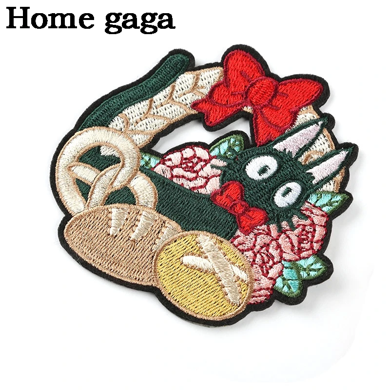 

Homegag kiki's delivery service Cute Cat patch embroidered anime sewing iron on applique badge for clothing D3046