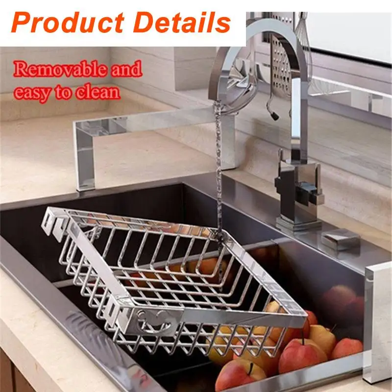 

Large Size Multi-use Stainless Steel Dishes Rack Sink Drain Rack Adjustable Kitchen Organizer Rack Dish Shelf Sink Drying Rack