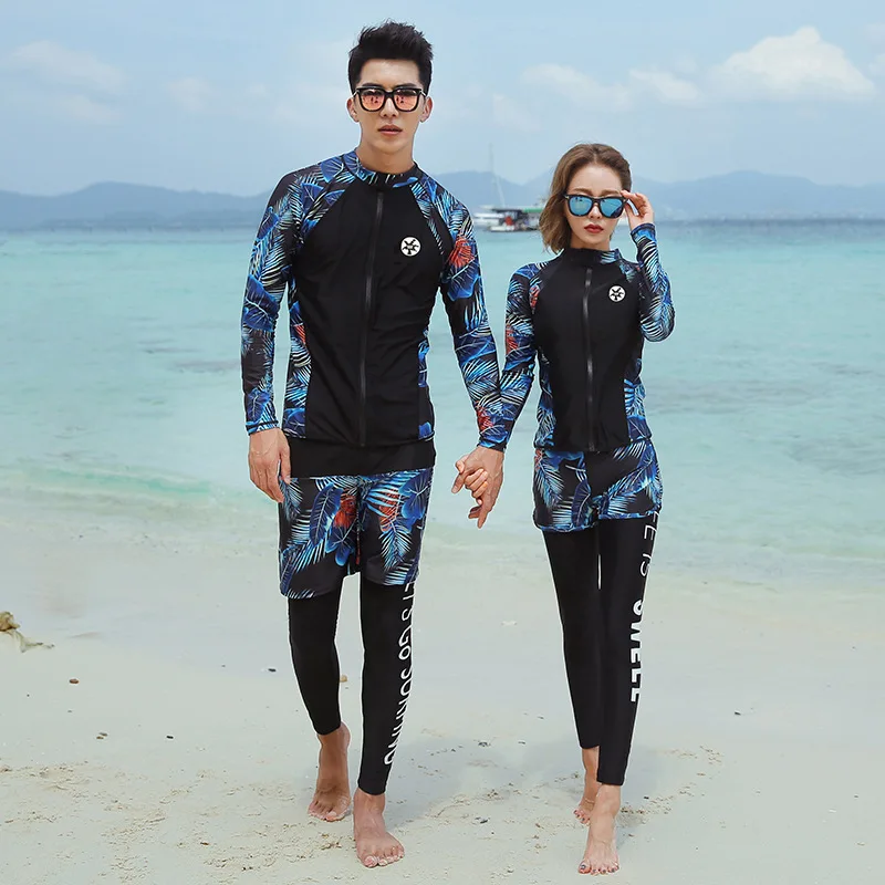 

Women's Men's 5pcs Sport Suits Fitness Yoga Running Athletic Tracksuits Tight Fit Swimsuit Full Body Sun UV Rash Guard Surf Suit