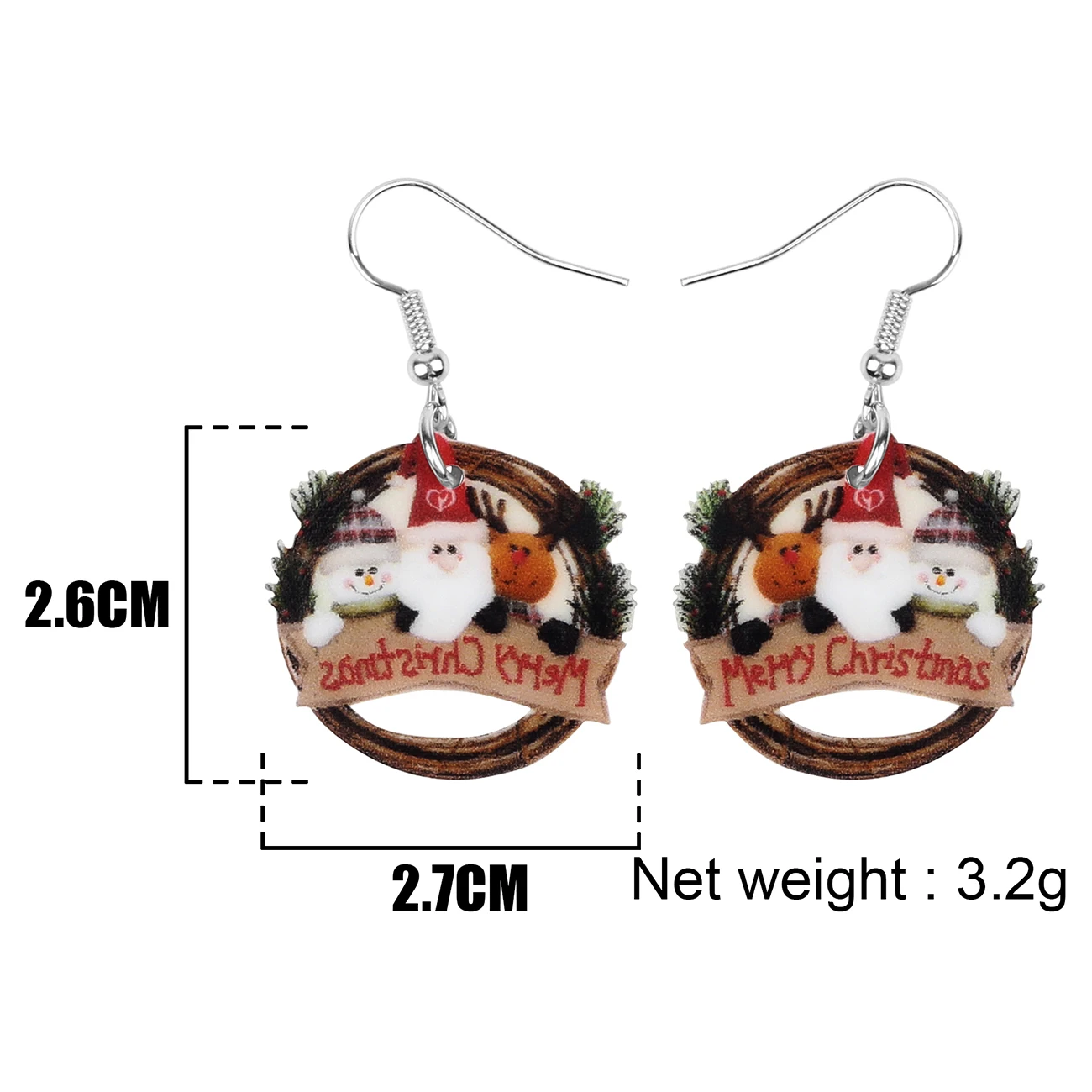 Акриловые украшения Bonsny в виде Санта-Клауса оленя снеговика круглые