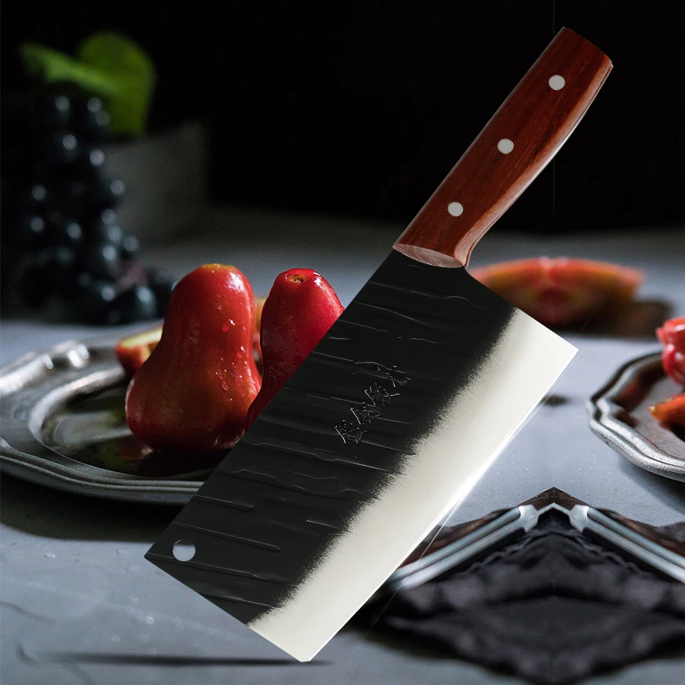 

Sowoll 8 Inch Chinese Kitchen Knife High Carbon Steel Full Tang Chef Knife Vegetable Meat Fish Cutter Filleting Slicing Knives