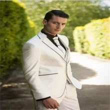 Costume blanc personnalisé pour hommes, nouveau Design à revers à la mode, ensemble de 3 pièces pour bal de promo de haute qualité, veste + pantalon + cravate + gilet, 2021  (2)