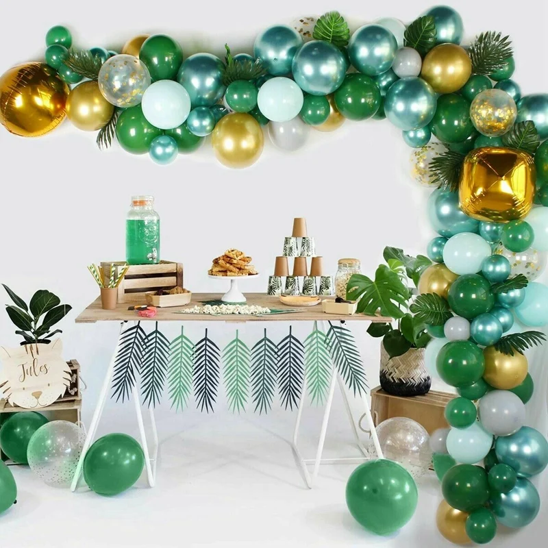 167Pcs Jungle Safari Green Balloon Arch Garland Kit Baby Birthday Party Decor
