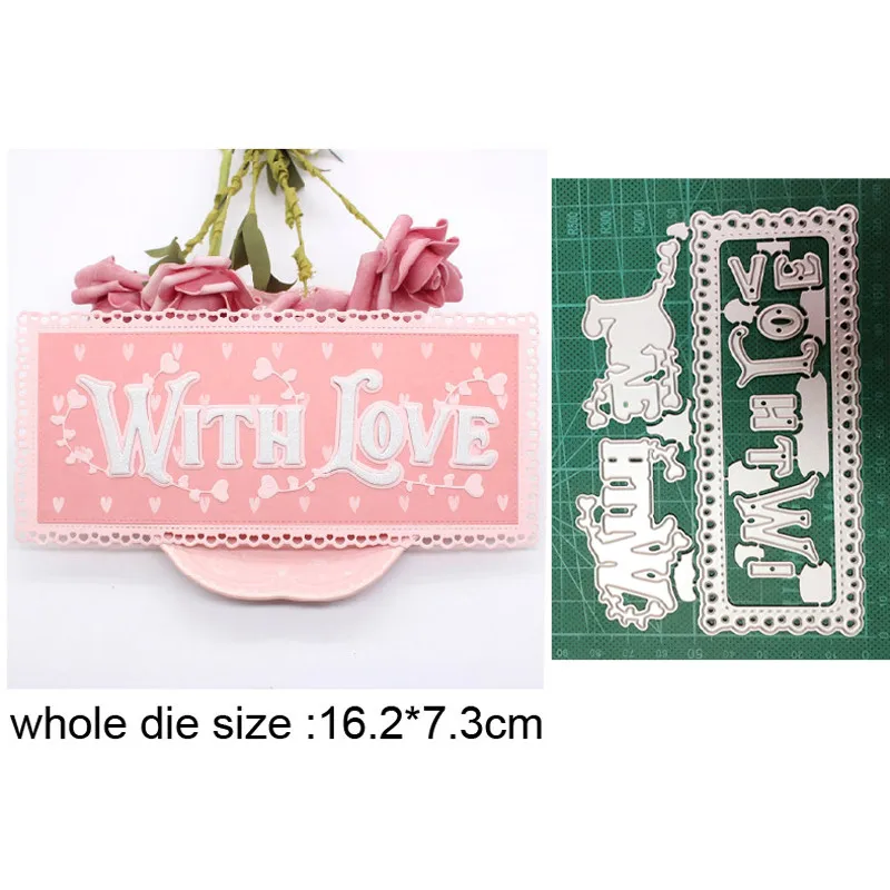 

With Love Frame Dies New 2021 Metal Cutting Dies for DIY Scrapbooking Paper and Card Making Decorative Embossing Dies Craft dies
