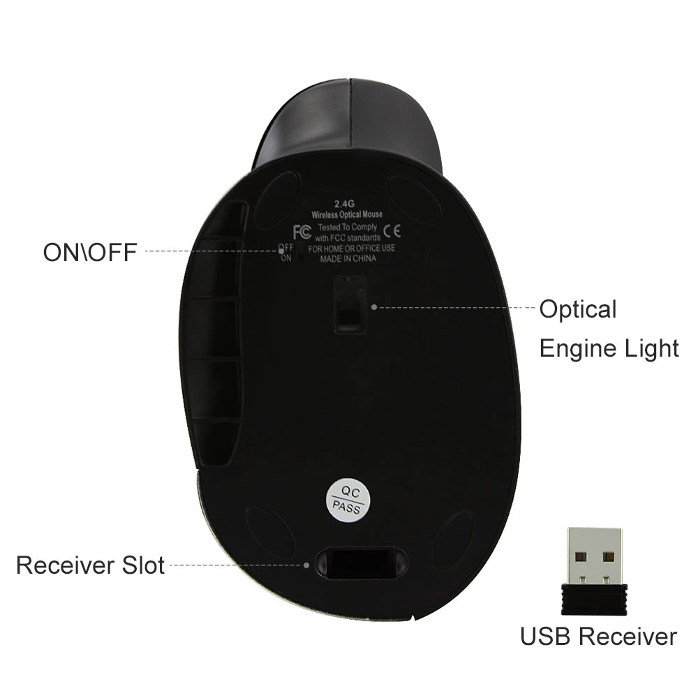 Перезаряжаемая компьютерная игровая мышь CHYI 2 4G 1600 DPI USB оптическая с большой
