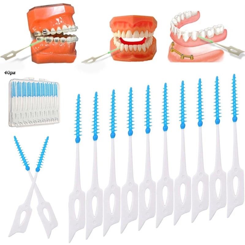 40 шт./лот push pull межзубная щетка 0 7 мм Десна Ортодонтическая проволочная Зубная