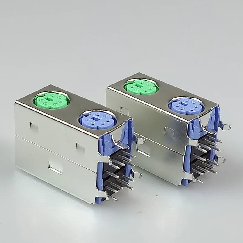 

100pcs/lot Purple/Green MINI DIN connector for computer mouse connected and keyboard connected Computer connector accessories