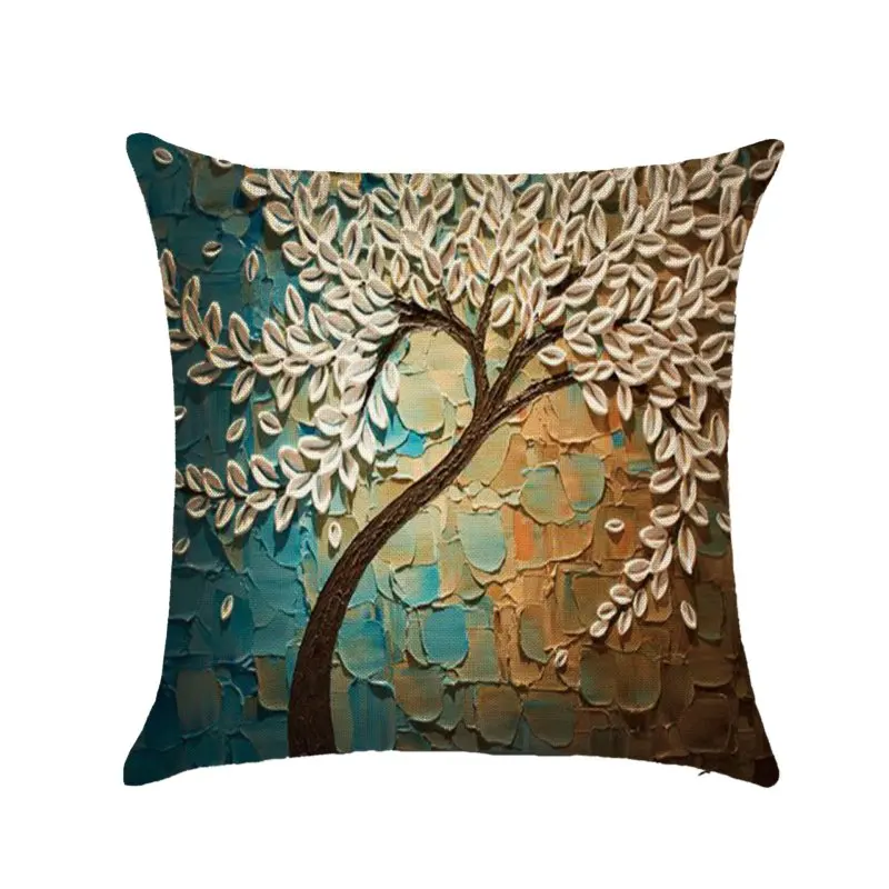 Подушка для дивана 45*45 см с цветами из хлопка и льна декора дома | Дом сад