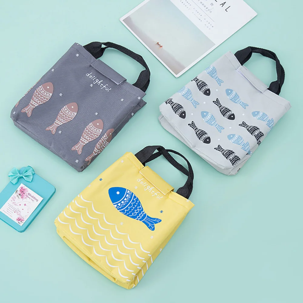 

4 Pcs 1 Set Cartoon Bags Lunch Bags Heat Preservation Bento Bags