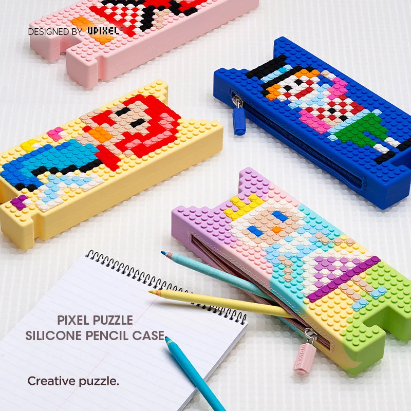 

Andstal UPIXEL Pixel Puzzle Pencil Case Cute Silicone Creative Stationery Handmade DIY Cartoon Pencil Case Girls School Supplies