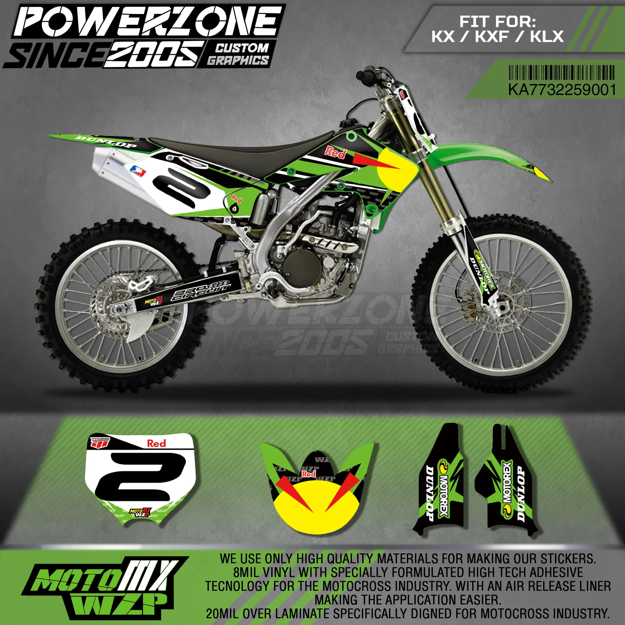 Персонализированные графические наклейки PowerZone Team 3M Набор наклеек для Kawasaki
