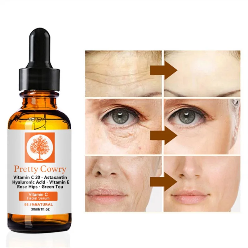 

Whitening Facial Serum with Natural Vitamin C Hyaluronic Acid Brightens Dark Spots Brilliant Skin Essence Remove Dark Spots