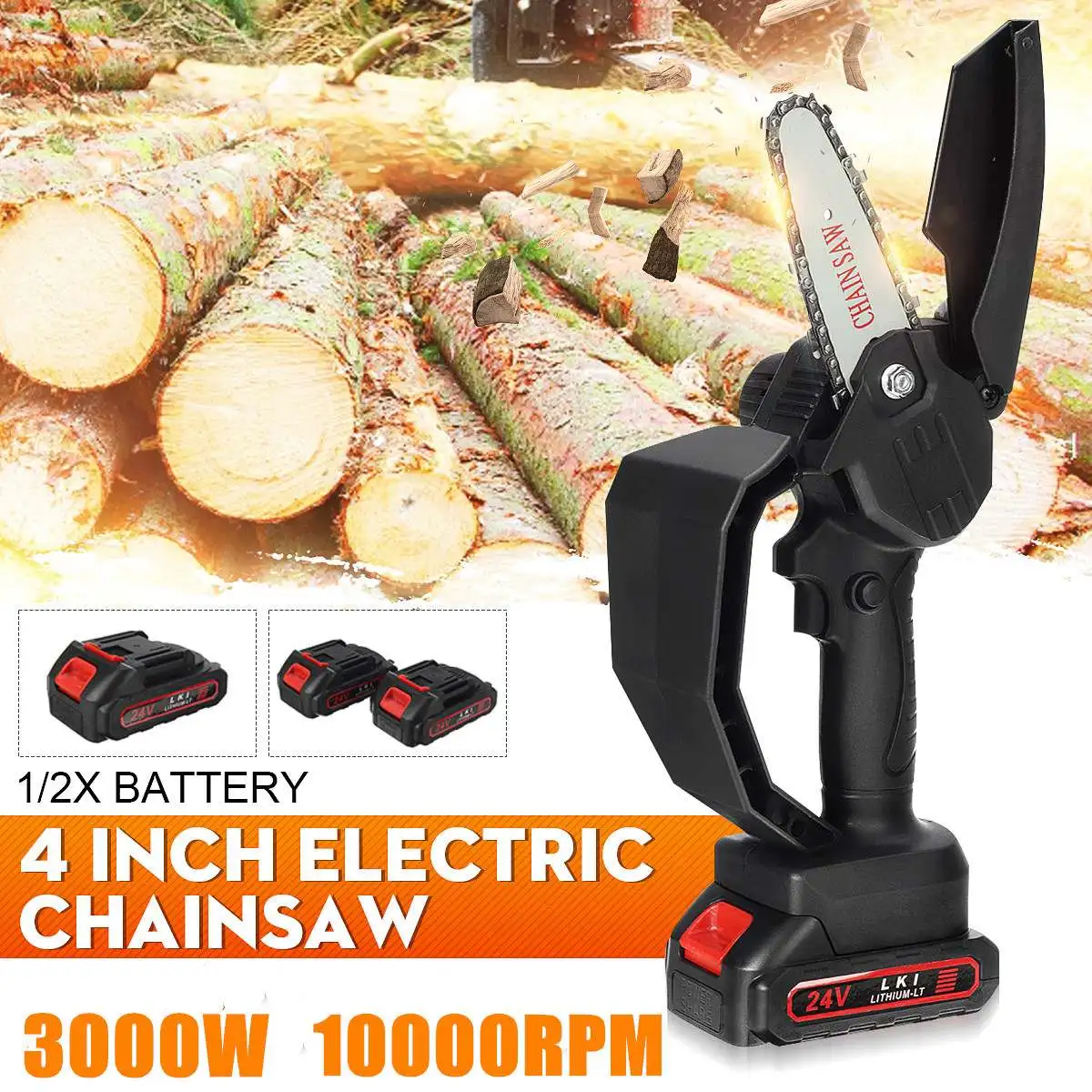 

4 Inch 3000W Electric Chain Saw Cordless Pruning ChainSaw Garden Tree Logging Woodworking Power Tool for Makiita 18V Battery