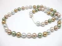 wholesale new fashion shell simulated pearl multicolor 8mm round beads necklace for women party gifts jewelry 18inch f323pe