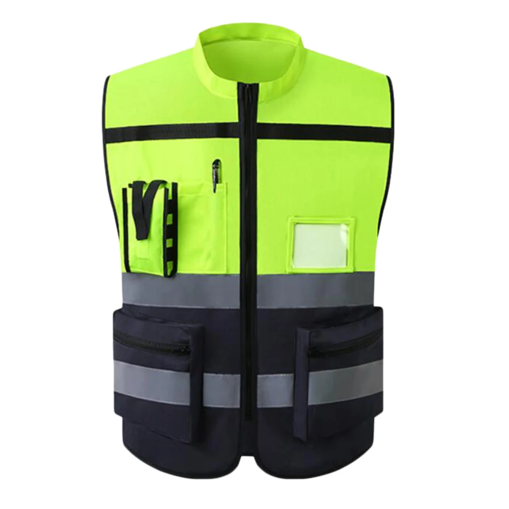 High Visibility Safety Vest with Pockets Reflective Strips and Zipper Style-F | Автомобили и мотоциклы