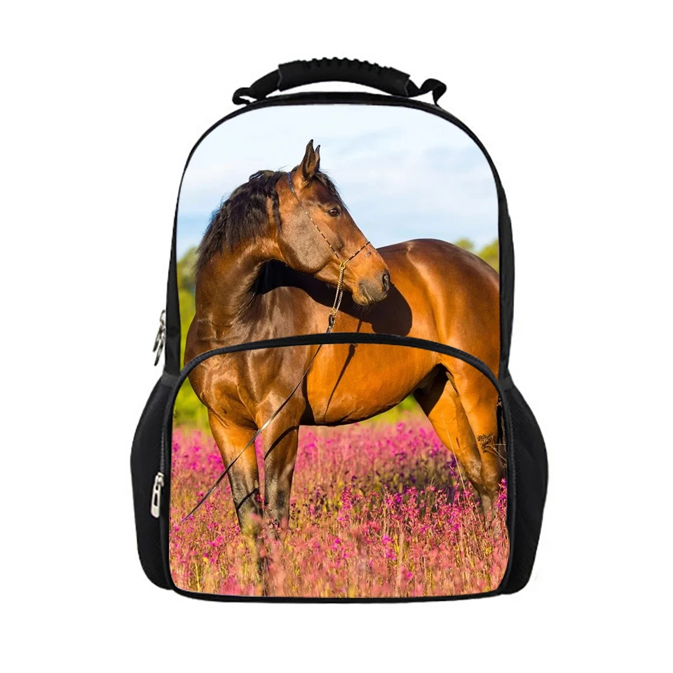 HaoYun Children's Backpacks Flower Horses Prints Pattern Kids School Book Bags Kawaii Animal Teenagers Girls Large Backpack