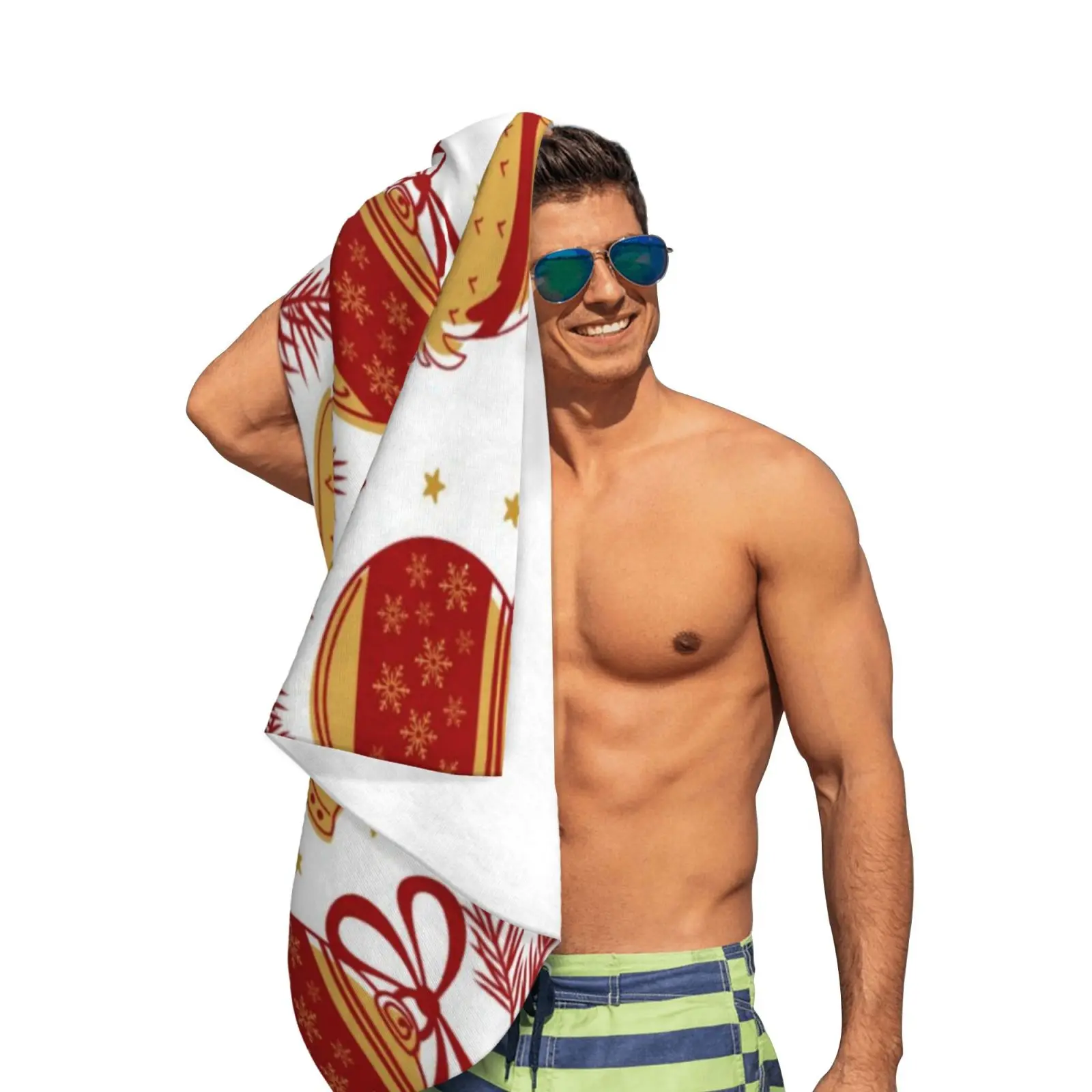 Cute Christmas Pattern Beach Towel XL Bath Personalized Design Sand Cloud Luxury Towels for Adults | Дом и сад