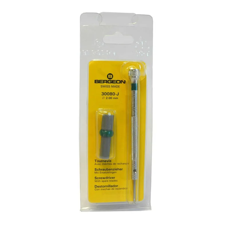 Bergeon 30080 хромированная отвертка с плоской головкой со сменными наконечниками