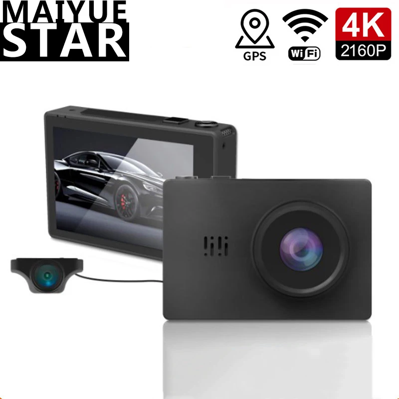 Автомобильный видеорегистратор Maiyue star 4K Ultra HD2160P + 1080P с сенсорным OLED экраном 3 0