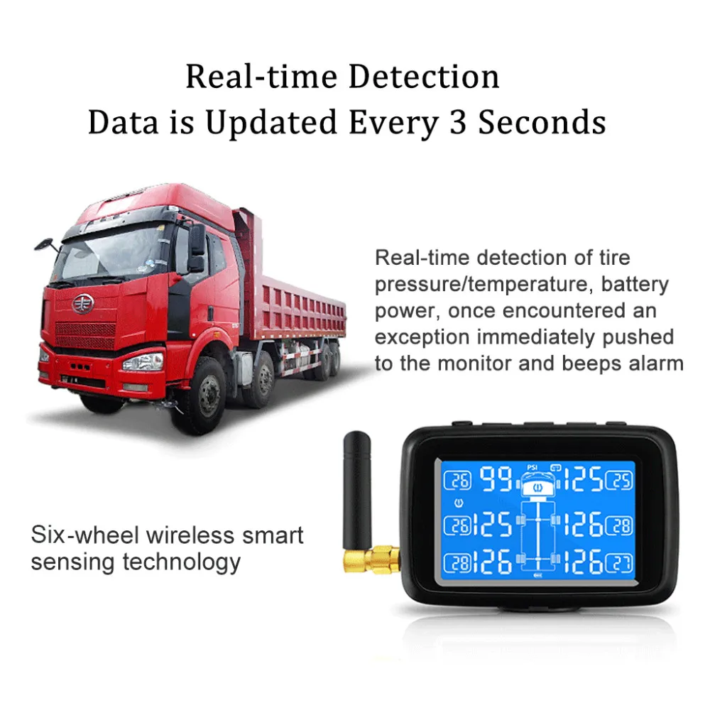 Система контроля давления в шинах универсальная беспроводная TPMS с цветным