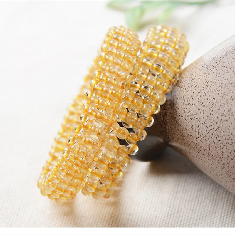 

Natural stone golden hair crystal quartz beads hand-woven elastic bracelet For men and women Energy Gem Jewelry Healing Bracelet