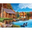 Полностью квадратная алмазная живопись, пейзаж озера, дома, алмазная вышивка, сад, круглая стразы, мозаика, картина Стразы