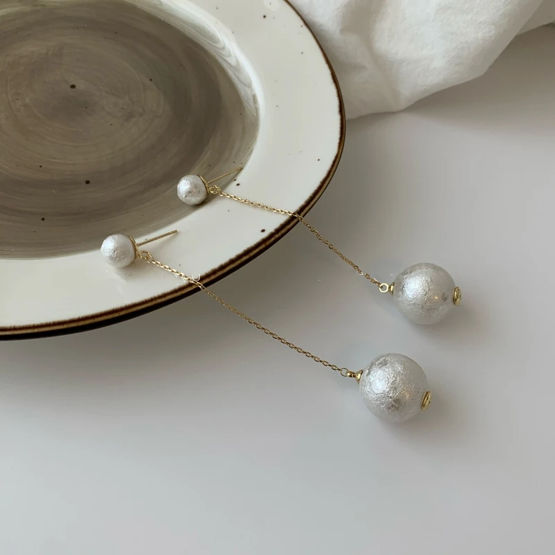 

Korean retro trendy Pearl chain drop earrings for woman girls elegant Aesthetic Jewelry accessorie new christmas gifts