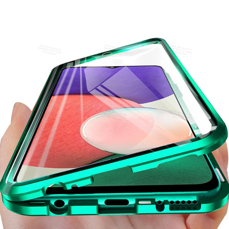 

Magnetic Metal Case For Samsung Galaxy A22 4G 6.4inch Double Sided Glass Phone Case Cover for samsung samsun galax a 22 22a